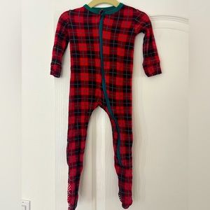 Kickee footie pajama size 9-12 month. Christmas plaid print